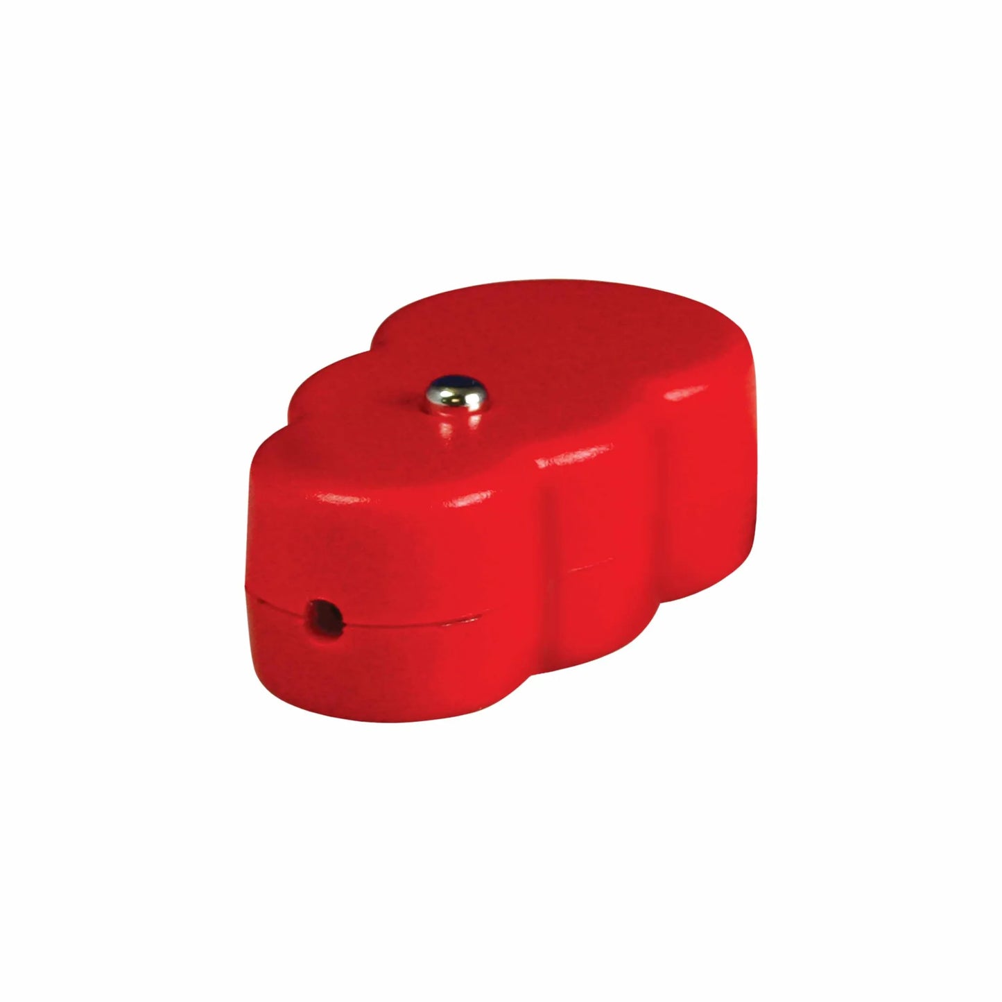 Red plastic compact pet toy device with button designed as KONG(R) Laser KONG Cat Toy for interactive play.