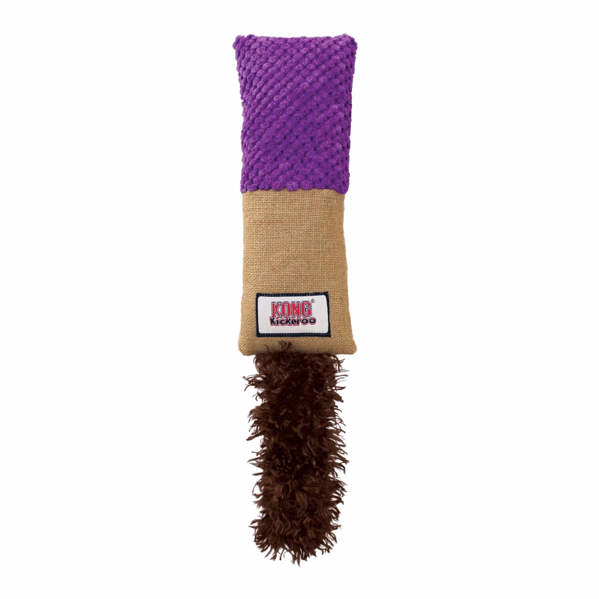KONG(R) Kickeroo(R) Cuddler Assorted Cat Toy with textured fabric and plush tail for interactive cat play from PetsPerfect.