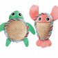 KONG(R) Tropics Pals Cat Toy 2pk with colorful plush turtle and lobster shapes for engaging cat play.