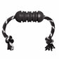 KONG(R) E-Collar EZ Clear(TM) dog toy with durable black rubber center and knotted black and white rope ends