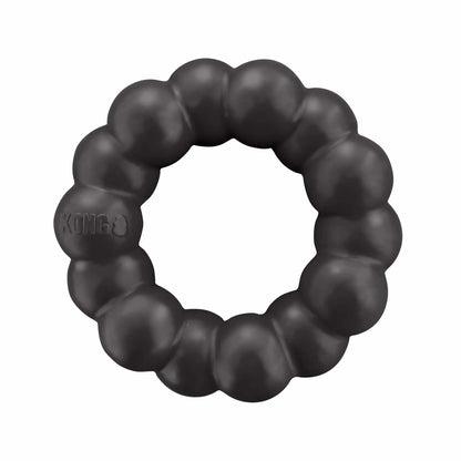 Black durable ring-shaped chew toy designed for tough chewers, KONG(R) Extreme Ring Dog Chew Toy XL