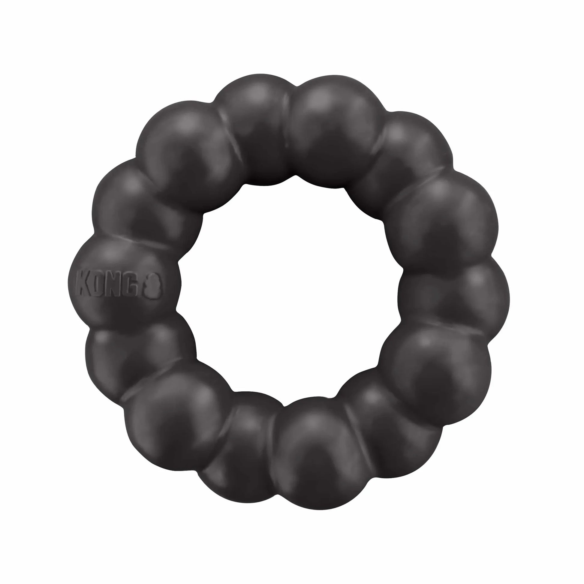 Black durable ring-shaped chew toy for strong chewers, KONG(R) Extreme Ring Dog Chew Toy XL, premium pet supplies.