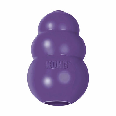 Purple KONG Senior classic-shaped rubber dog chew toy, front view