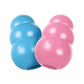 Two durable blue and pink KONG(R) Puppy Chew Toy dog toys designed for teething puppies and interactive play