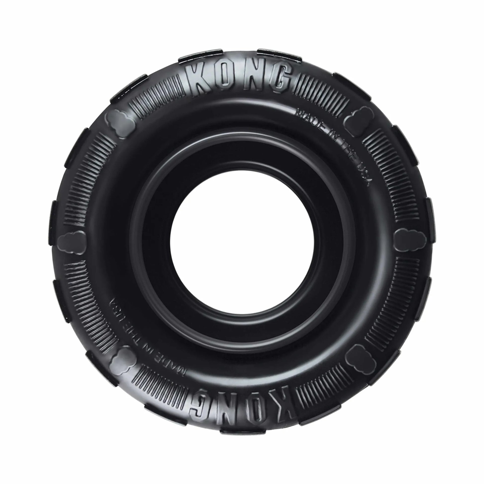 KONG(R) Extreme Tires Dog Chew Toy Medium/Large black durable rubber tire-shaped dog chew toy for strong chewers