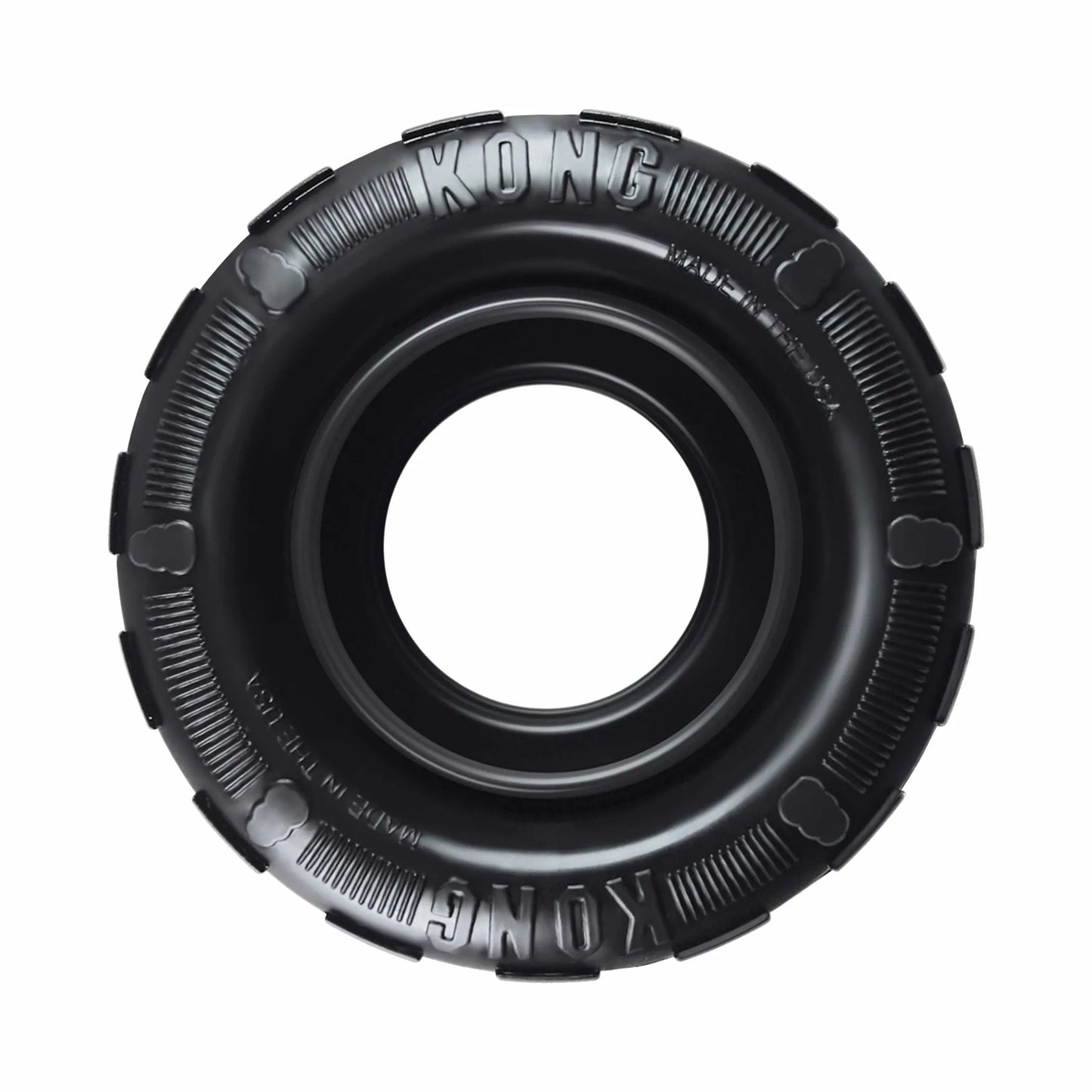 KONG(R) Extreme Tires Dog Chew Toy Medium/Large black durable rubber tire-shaped chew toy for dogs