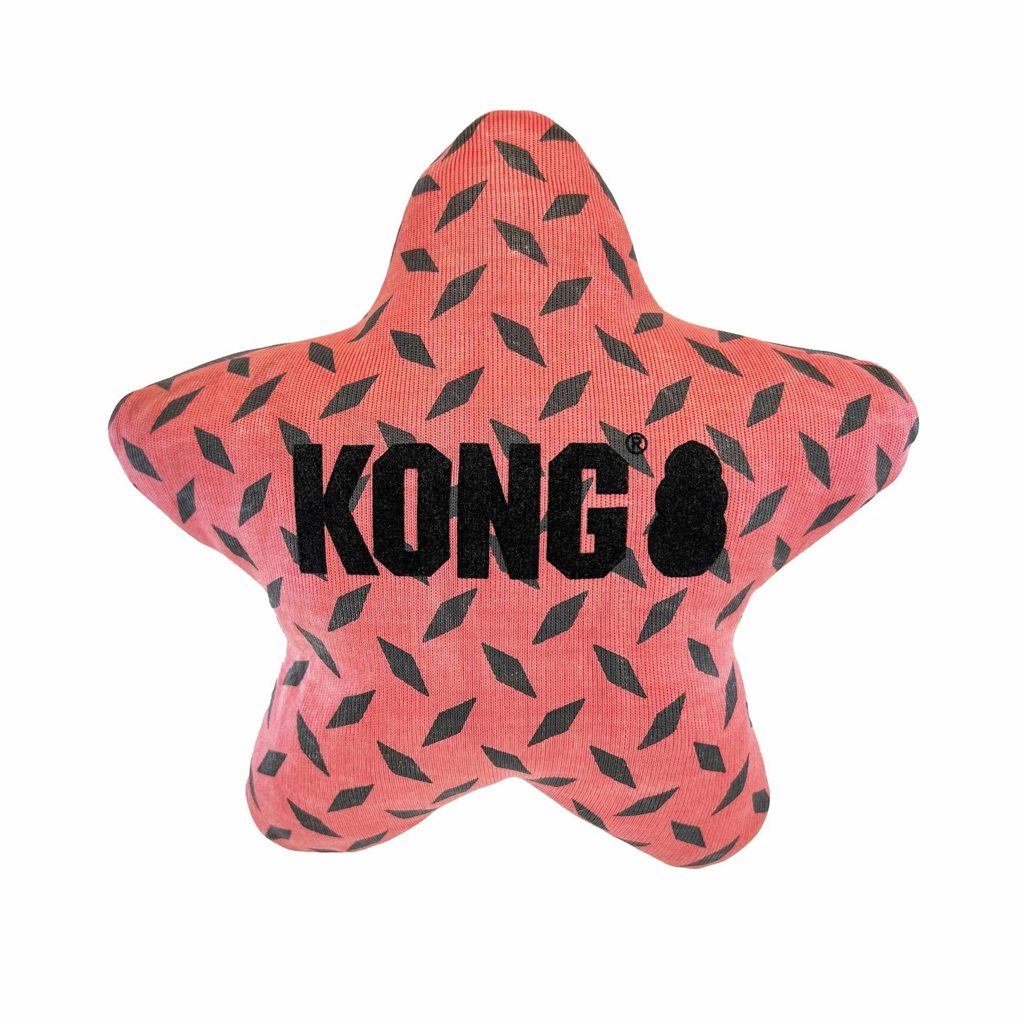KONG(R) Maxx Star Dog Fetch Toy Small/Medium red star-shaped durable fabric dog toy with black KONG logo pattern
