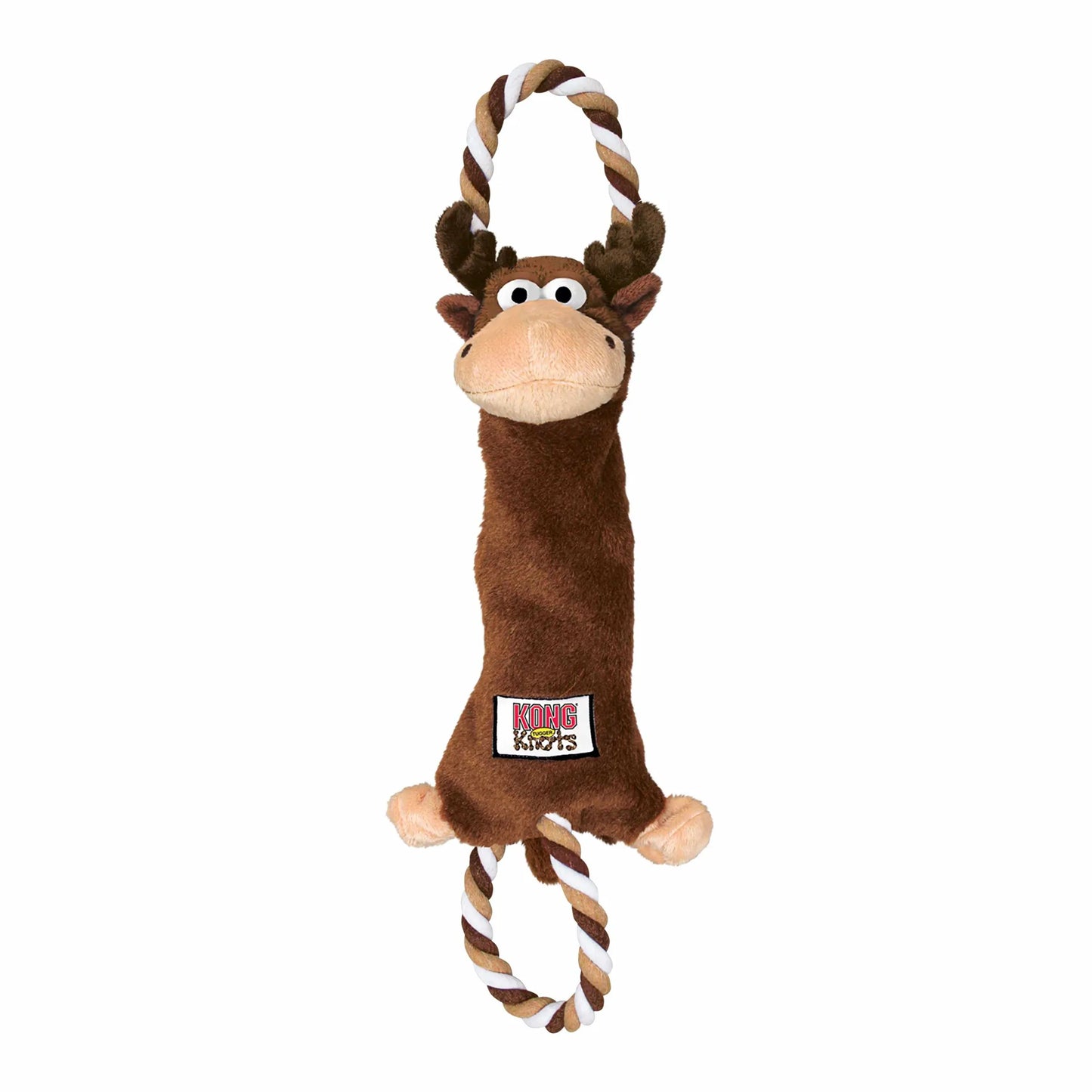 KONG(R) Tugger Knots Moose Dog Rope Toy Medium/Large with plush moose and rope loops for tugging and chewing