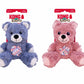 KONG(R) Knots Teddy Dog Rope Toy Assorted in blue and pink plush teddy bears with knotted rope belly for dogs
