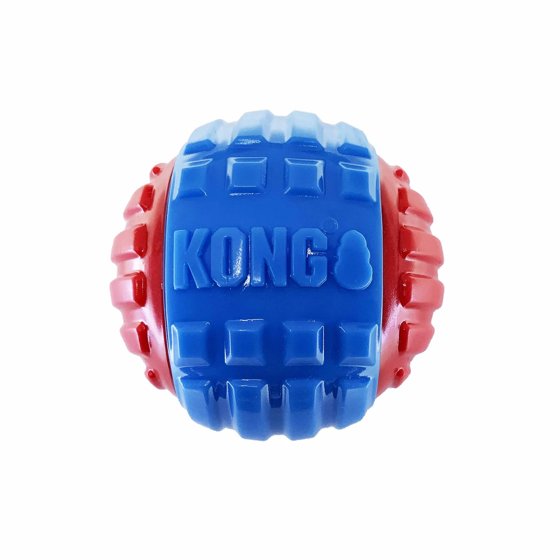KONG(R) CoreStrength(TM) Rattlez Ball Dog Chew Toy Large in blue and red durable textured design for dogs.