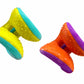 KONG(R) Rerun Whoosh Ball Dog Fetch Toy Assorted in yellow with teal and orange with purple textured rubber design