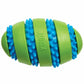 KONG(R) Squeezz Goomz Football Dog Chew Toy Large in green and blue textured durable rubber for interactive play