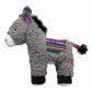 KONG(R) Sherps Donkey Dog Plush Toy Medium, durable gray textured dog toy with colorful saddle and ears for playtime