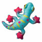 KONG(R) Shieldz Tropics Gecko Dog Chew Toy Medium in bright blue with pink and yellow spots for durable dog play
