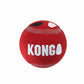 Red textured dog toy ball with KONG(R) Signature Sport Balls Dog Fetch Toy branding for durable fetch play