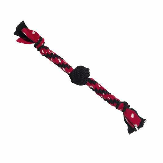 KONG Signature Dual Knot Rope Dog Toy with Ball - Durable Tug Toy for Teeth Cleaning