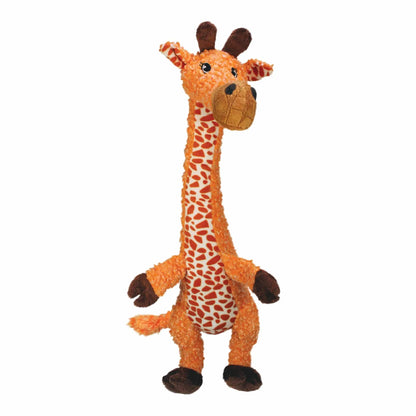 KONG(R) Shakers(TM) Luvs Giraffe Dog Plush Toy in orange and brown, durable soft toy for pets from PetsPerfect.