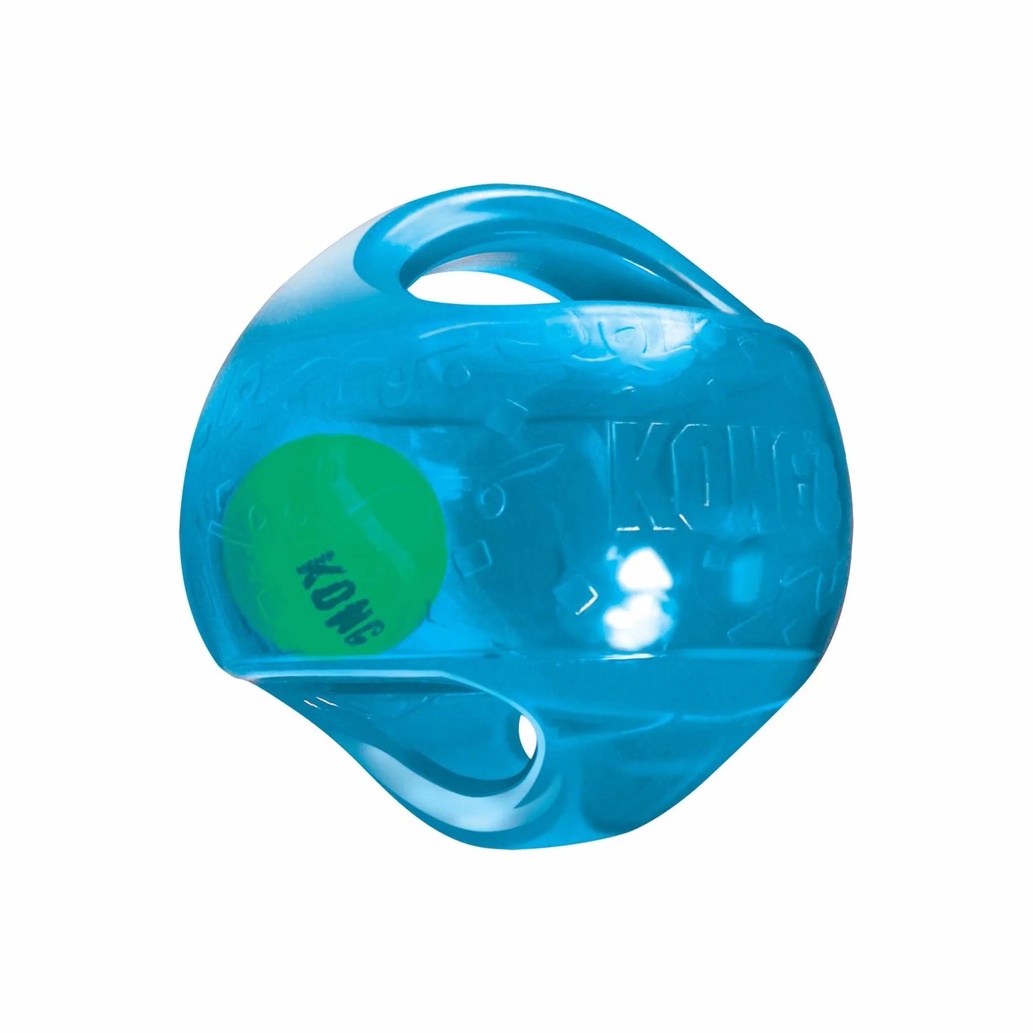 KONG(R) Jumbler(TM) Ball Dog Enrichment Toy Assorted in blue with green ball, designed for interactive dog play and chewing