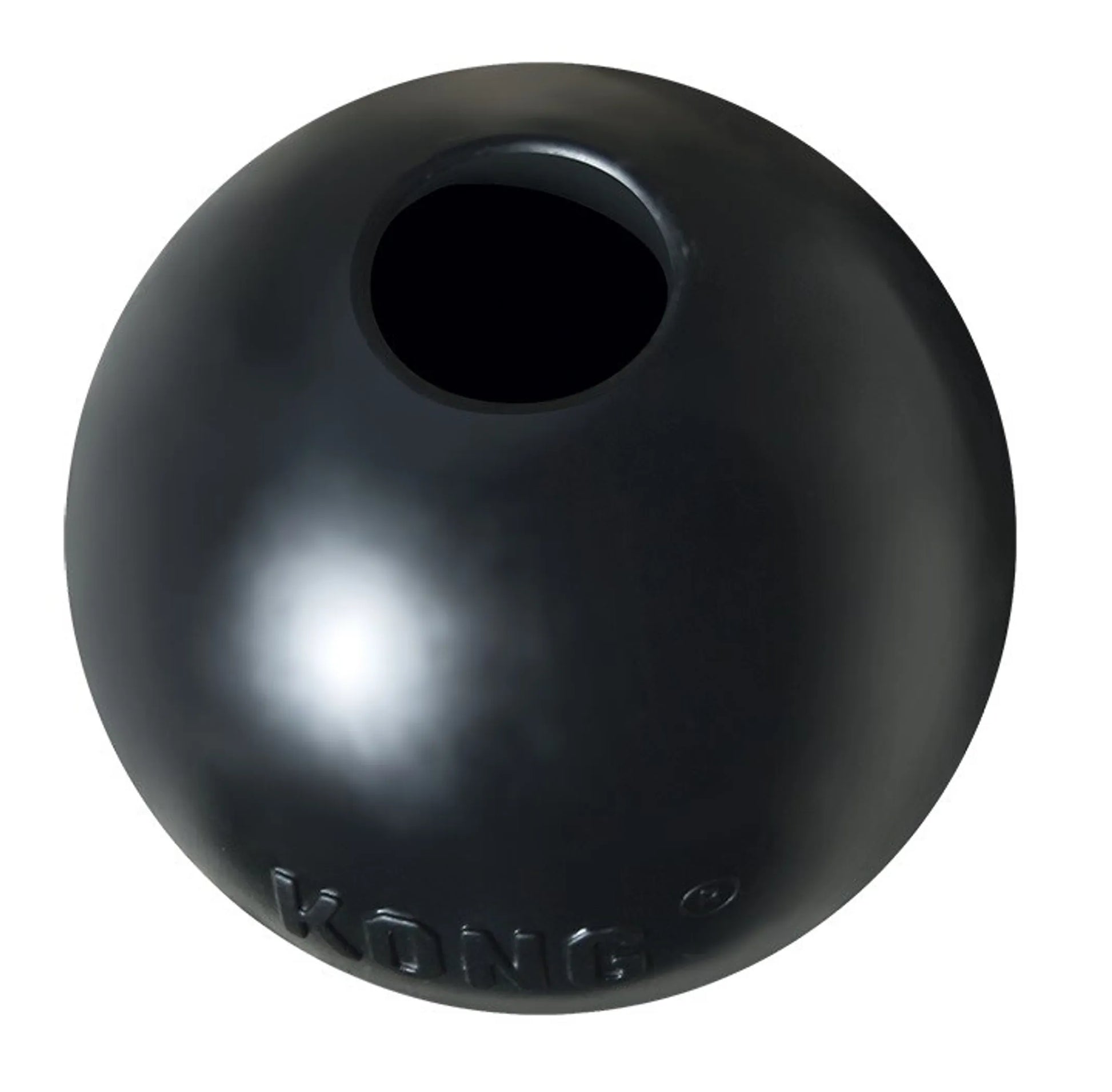 Black durable rubber ball with hole for dogs to fetch and chew, KONG(R) Extreme Ball Dog Fetch Toy