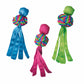 KONG(R) Wubba Weaves Dog Tug Toy Assorted in blue, pink, and green with braided knotted design for dogs.