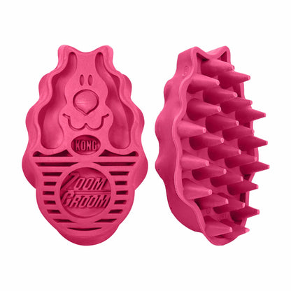 KONG ZoomGroom Raspberry Brush Large pet grooming tool with soft rubber bristles for effective shedding and massage