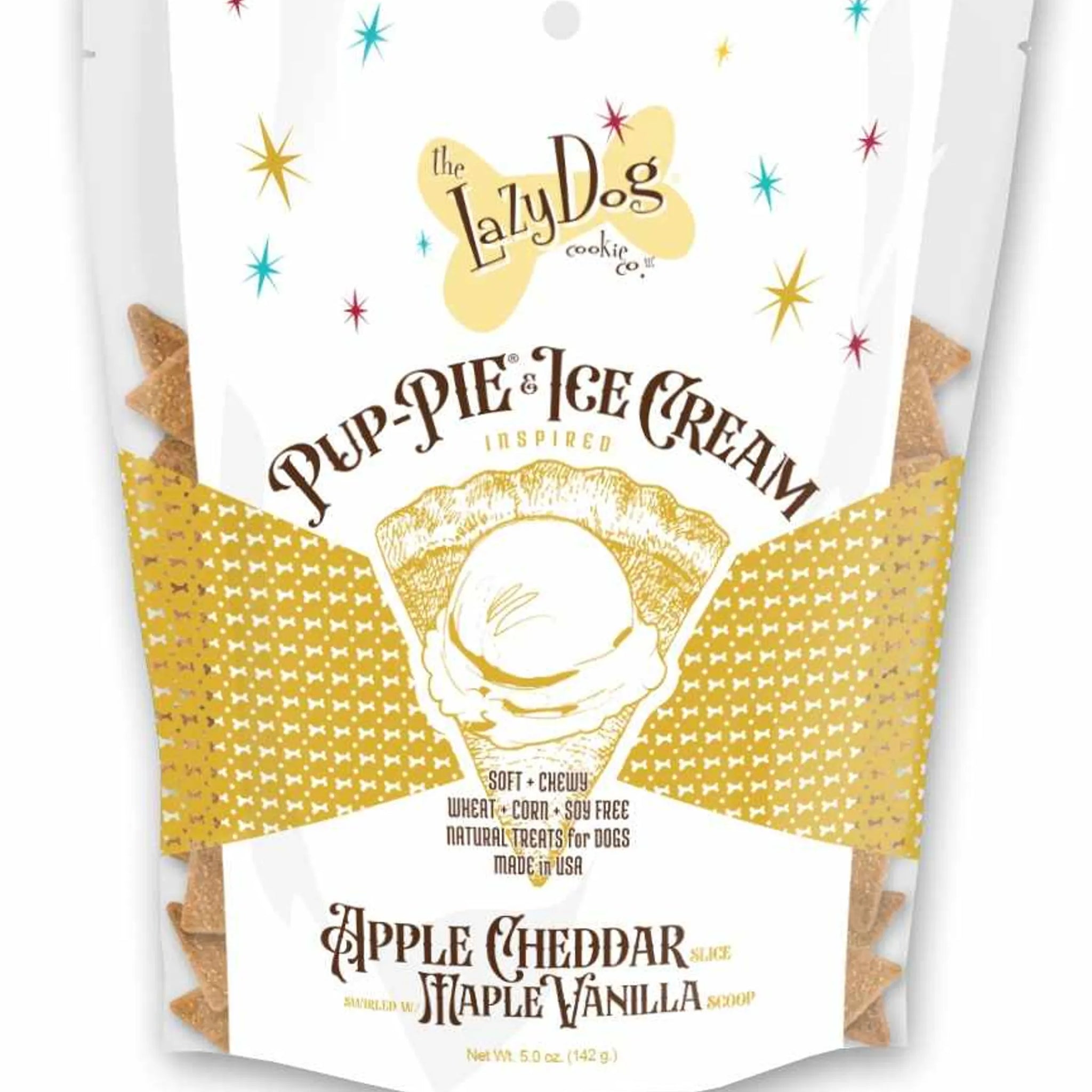 Lazy Dog Pup-PIE & Ice Cream Slices Apple Cheddar w/ Maple & Vanilla Dog Treat 5oz