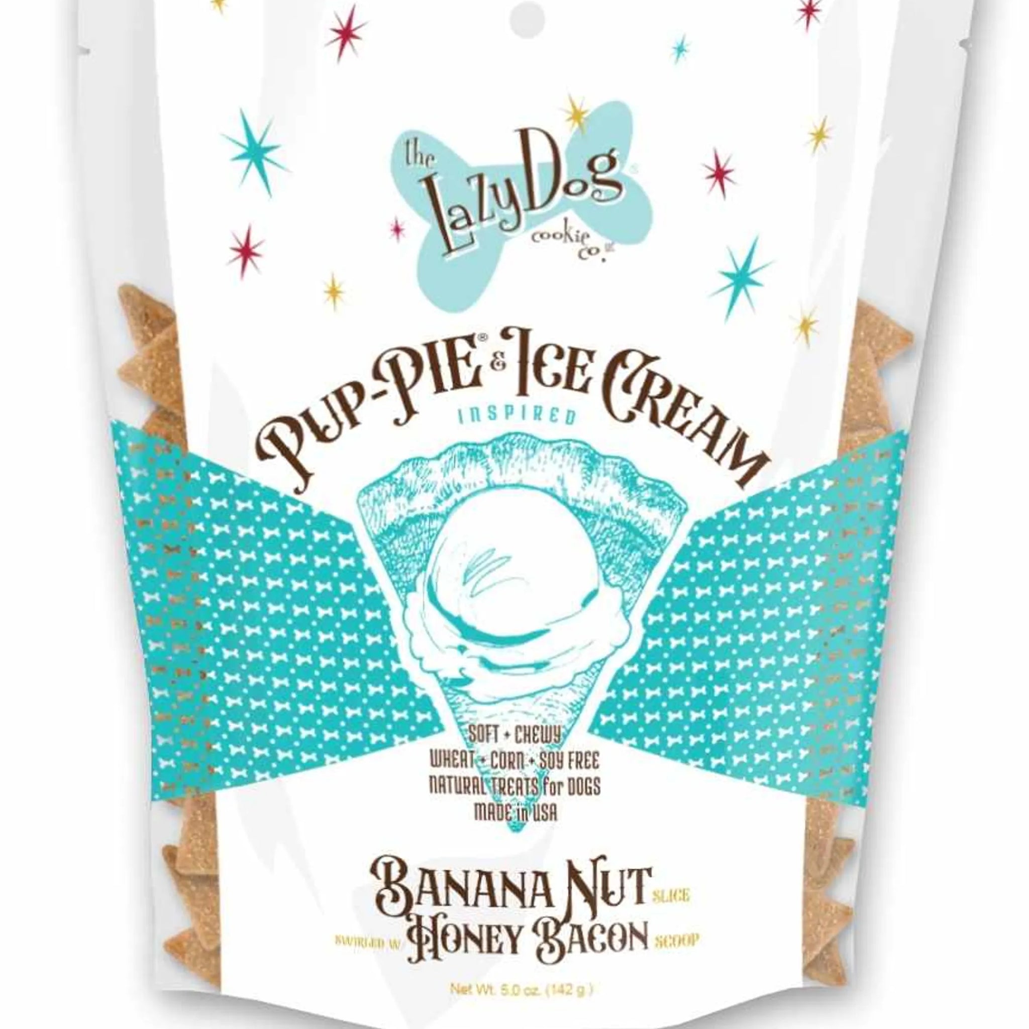 Lazy Dog Pup-PIE & Ice Cream Slices Banana Nut w/ Honey & Bacon Dog Treat 5oz
