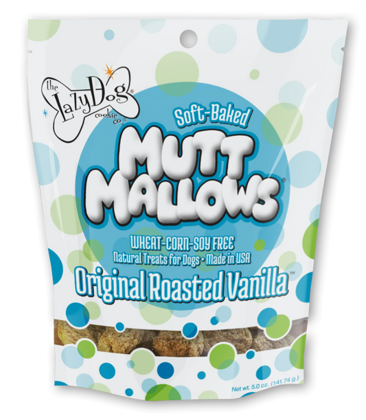 Lazy Dog Mutt Mallows Roasted Vanilla Dog Treats - Soft Chewy Marshmallow Treats 5oz