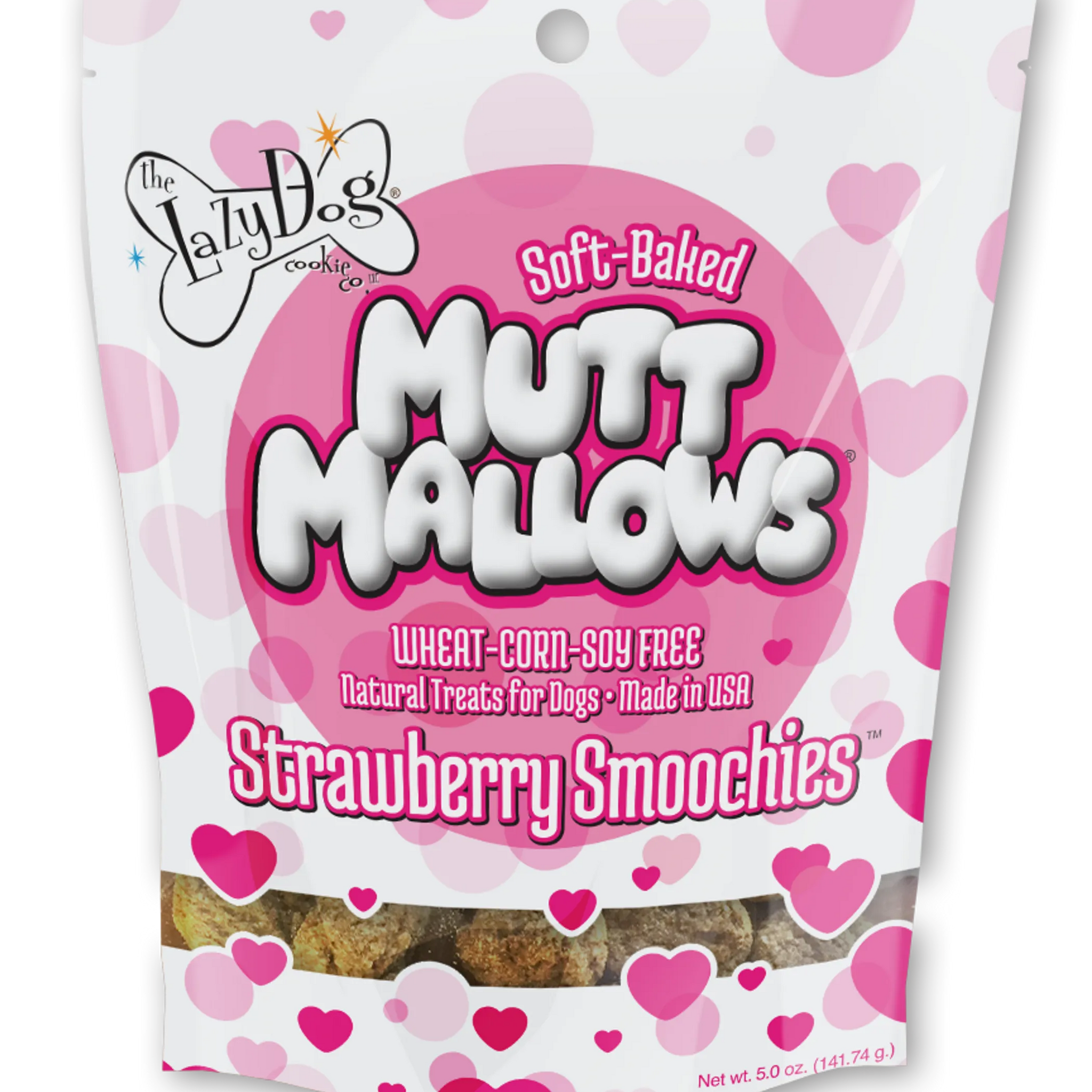 Lazy Dog Mutt Mallows Strawberry Smoochies Dog Treat 5oz
