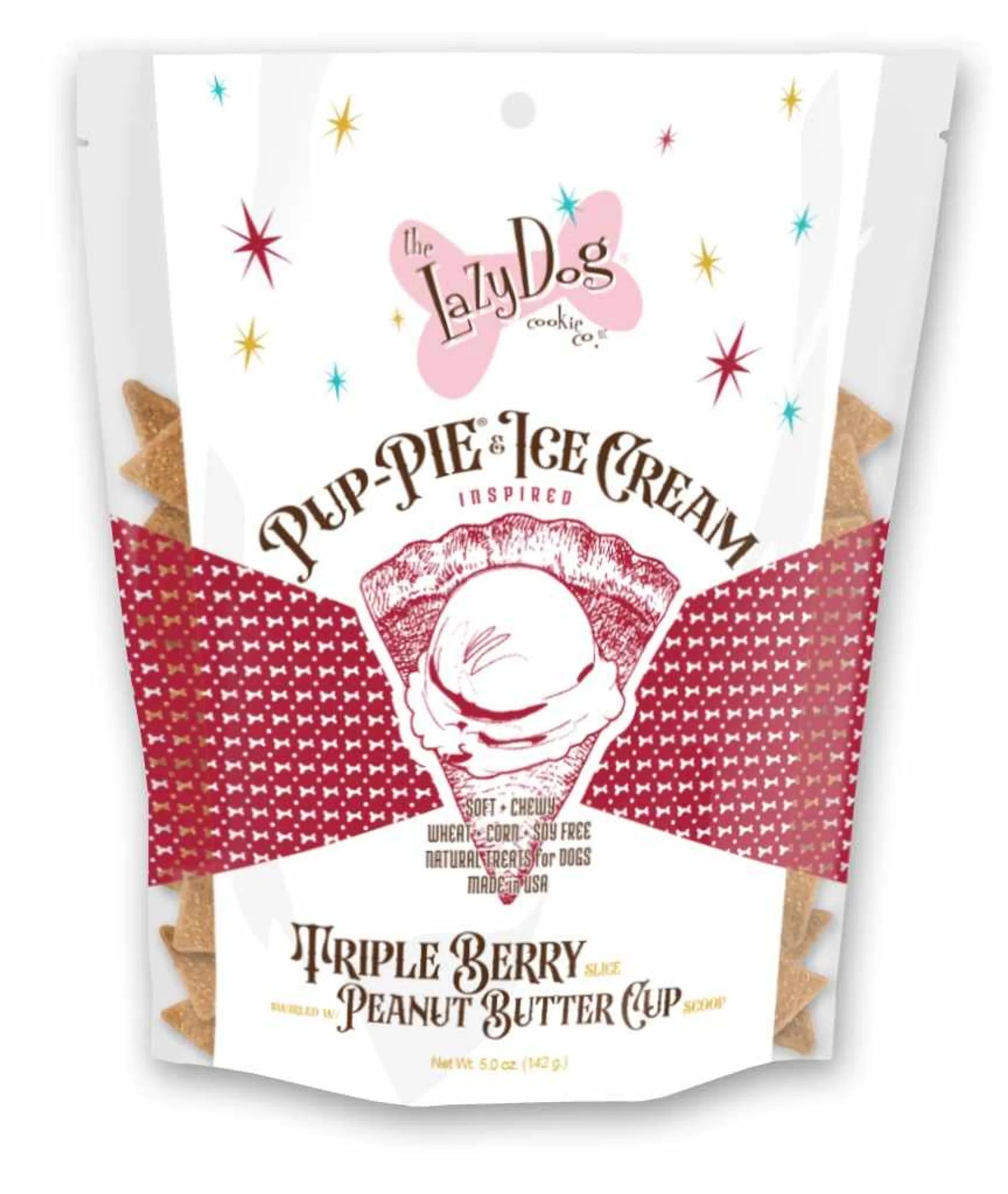Lazy Dog Pup - PIE & Ice Cream Slices Triple Berry w/ Peanut Butter Dog Treat 5oz - Pets Perfect