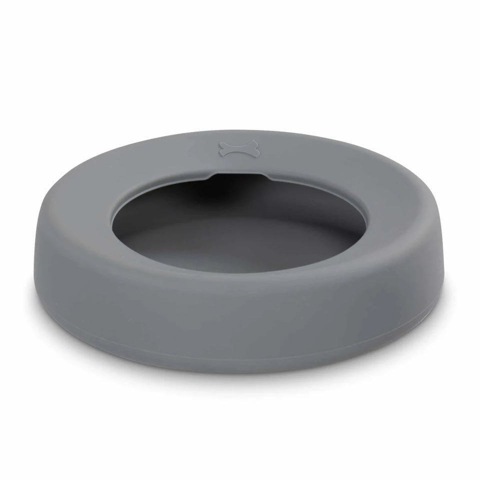 Messy Mutts Silicone Non-Spill Bowl Cool Grey 5.25 Cups - Pets Perfect