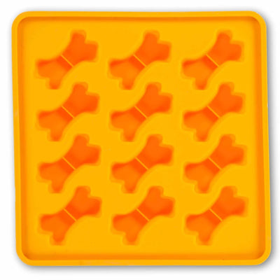 Messy Mutts Framed Silicone Dog Treat Making Mold Bone Shape Orange 10" x 10" - Pets Perfect