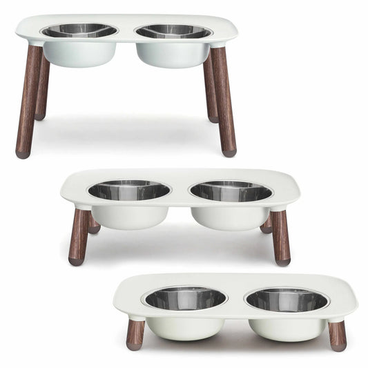Messy Mutts Adjustable Elevated Dog Feeder - Raised Double Bowl Stand with Stainless Steel Bowls for Large & Small Dogs