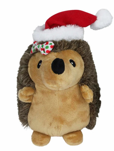 Multipet Hedgehog with Hair Bow & Red Santa Hat - 8" - Pets Perfect