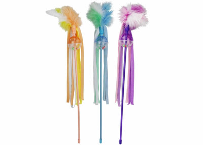 Multipet Lattice Ball Teaser Cat Toy Assorted 18" - Pets Perfect