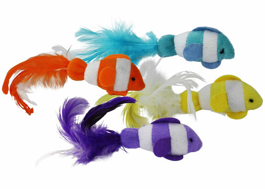 Multipet Clown Fish Cat Toy Assorted Colors 2pk 6" - Pets Perfect