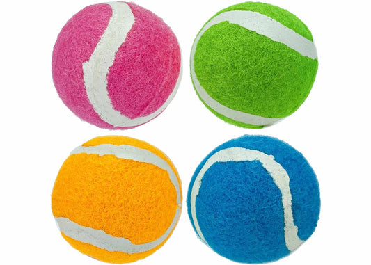 Multipet Minipet Squeaky Tennis Balls - 4-Pack Small Dog Toy 2.5"