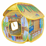 Cat Tent Bed - Tropical Tiki Hut Design - 16 Inch Collapsible Indoor Cat House with Beach Theme - Pets Perfect