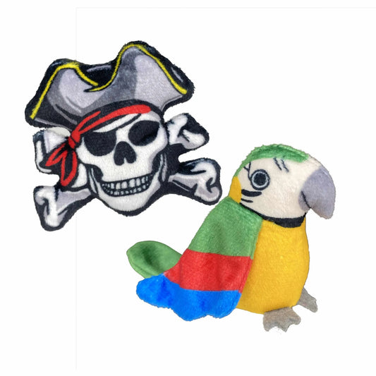 Multipet Margaritaville(R) Pirate Skull and Parrot Cat Toy 5" 2pk - Pets Perfect
