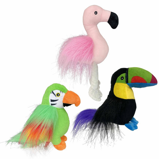Multipet Margaritaville(R) Tropical Birds Plush Dog Toy Assorted 10.5" - Pets Perfect