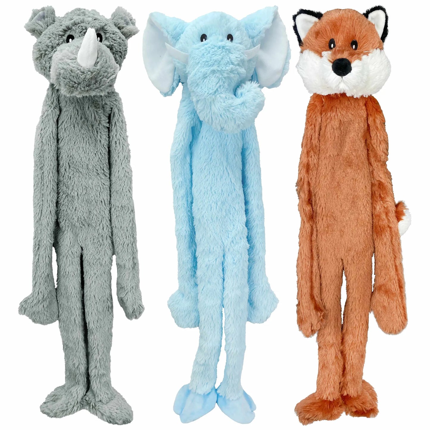 Multipet Swingin' Flatties Plush Dog Toy Assorted Animals 27"