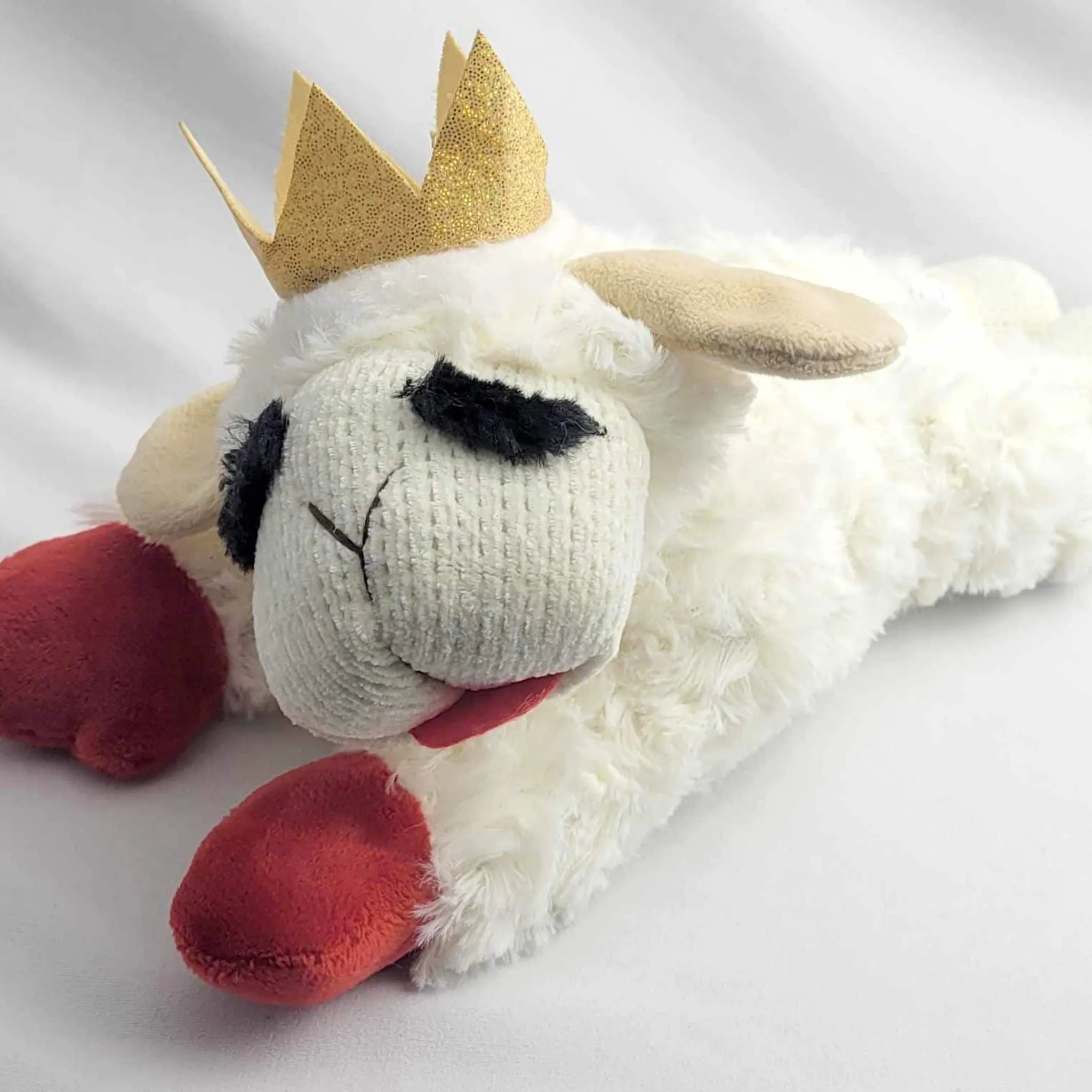 Multipet Lamb Chop with Crown Medium 10.5" Plush Dog Toy