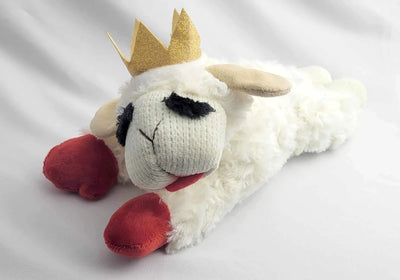 Multipet Lamb Chop with Crown Medium 10.5" Plush Dog Toy - Pets Perfect