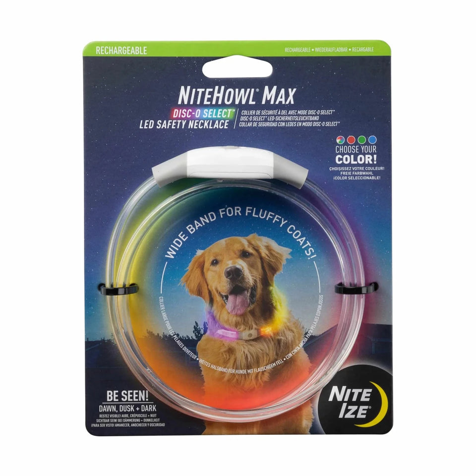 Nite Ize NiteHowl Max Rechargeable LED Safety Necklace - Disc-O Select - Pets Perfect