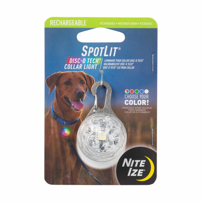 Nite Ize SpotLit Rechargeable Dog Collar Light - Disc-O Tech Jewel - Pets Perfect