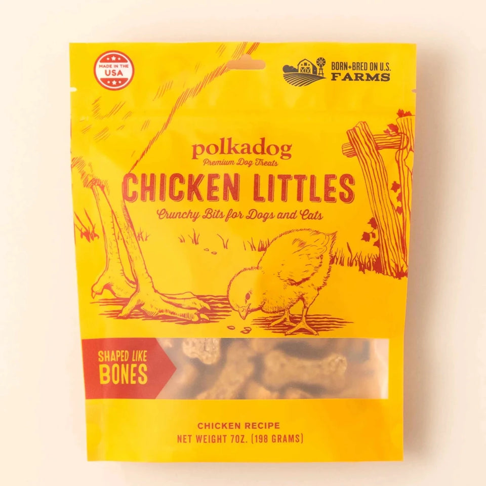 Polkadog Chicken Littles Bone Shaped Crunchy Dog and Cat Dog Treats 7 oz - Pets Perfect
