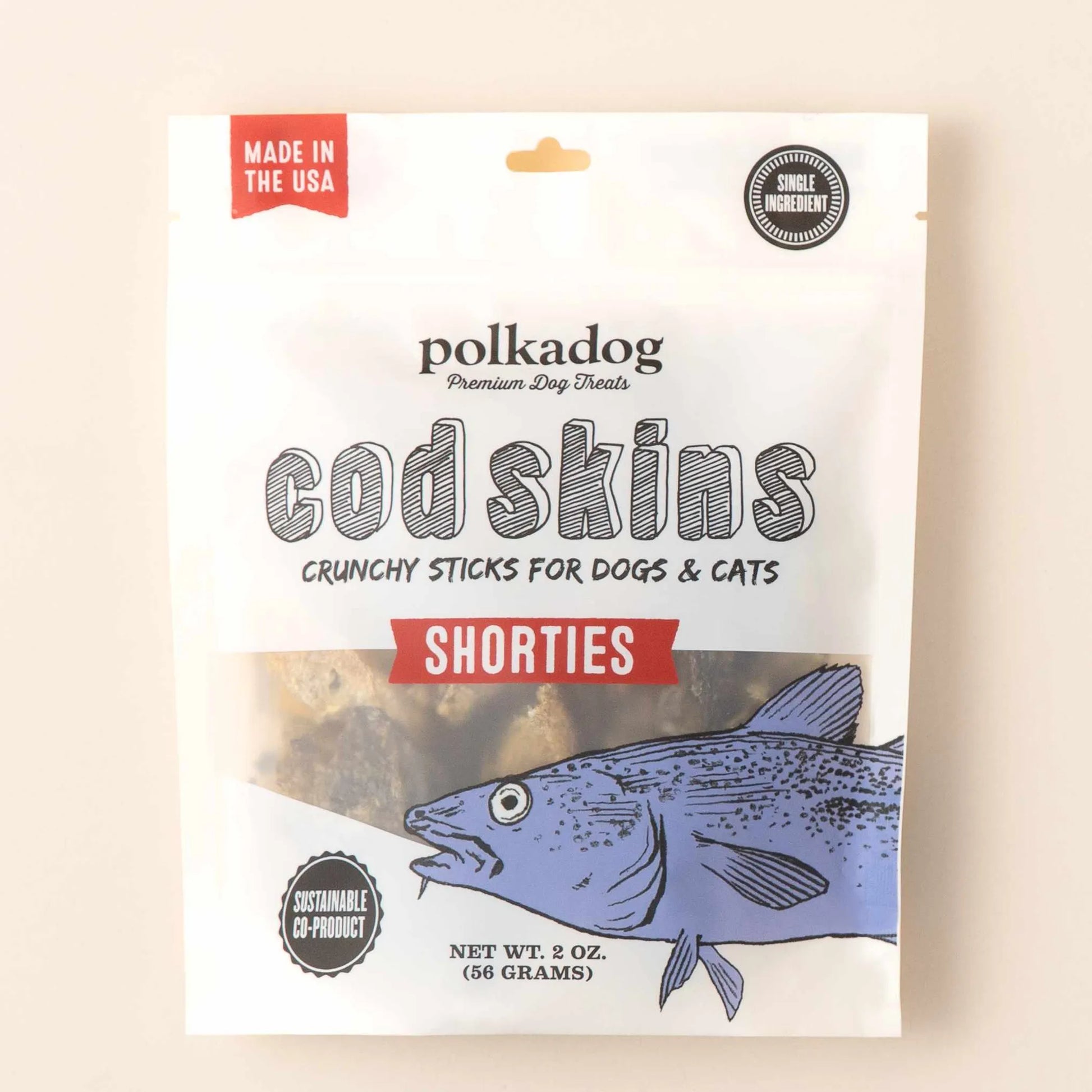 Cod Skins Jerky Shorties - Dehydrated Fish Skin Dog & Cat Treats 2oz - Pets Perfect