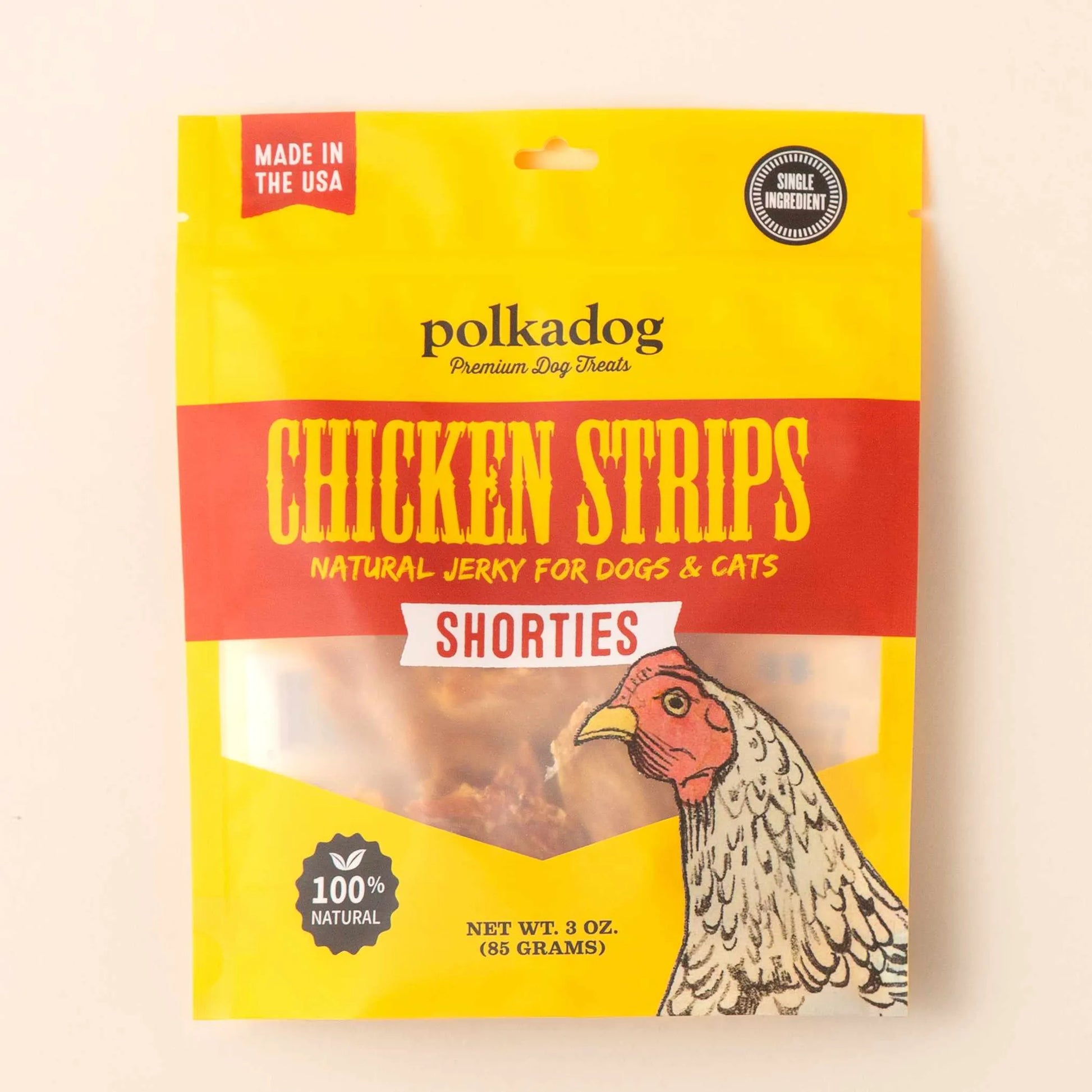 Polkadog Chicken Strips Jerky Shorties Dog and Cat Treats 3oz.