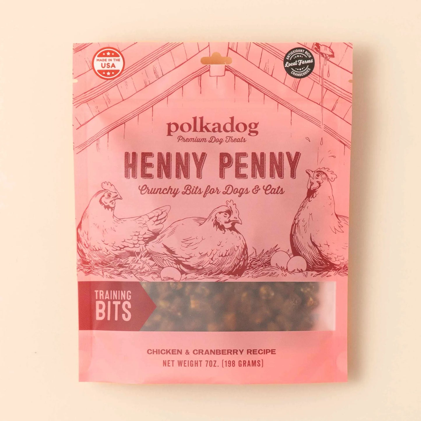 Polkadog Henny Penny Chicken & Cranberry Training Bits Crunchy Dog and Cat Treats 7oz - Pets Perfect