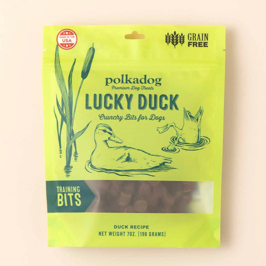 Polkadog Lucky Duck Training Treats - Crunchy Dehydrated Duck Liver Rewards for Large Dogs (7oz)